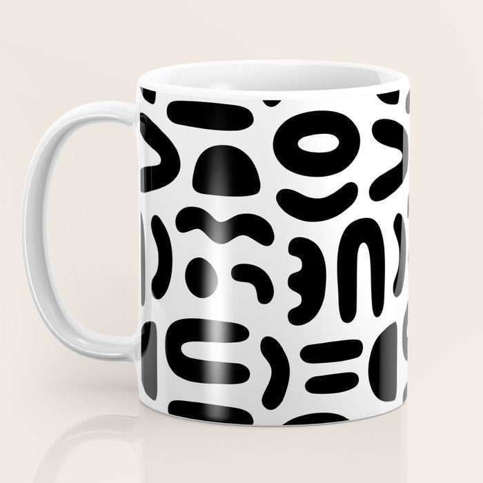 Abstract black and white symbol art pattern Coffee Mug Gallery Image 3