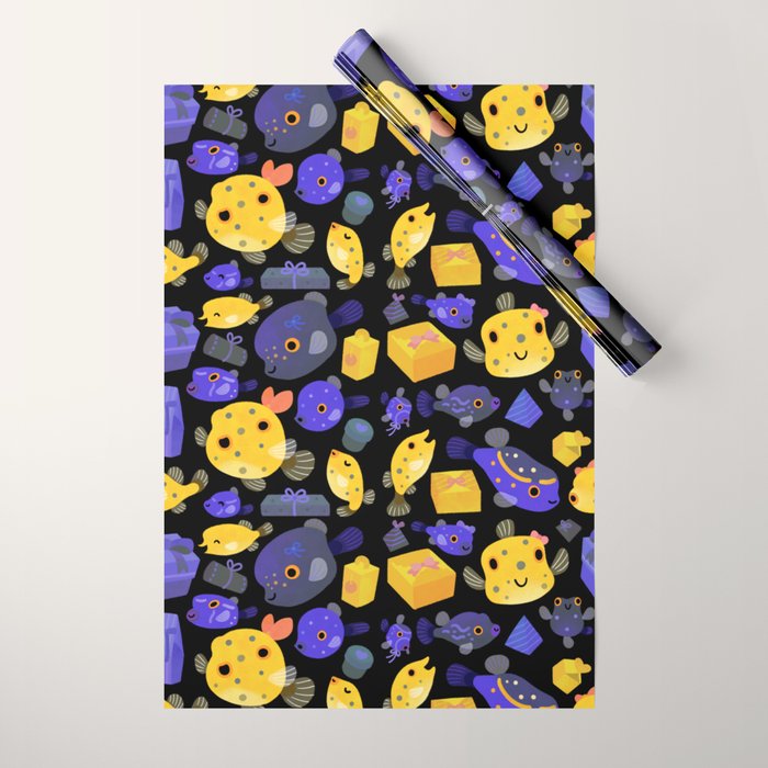 Boxfish - black Wrapping Paper Gallery Image 1