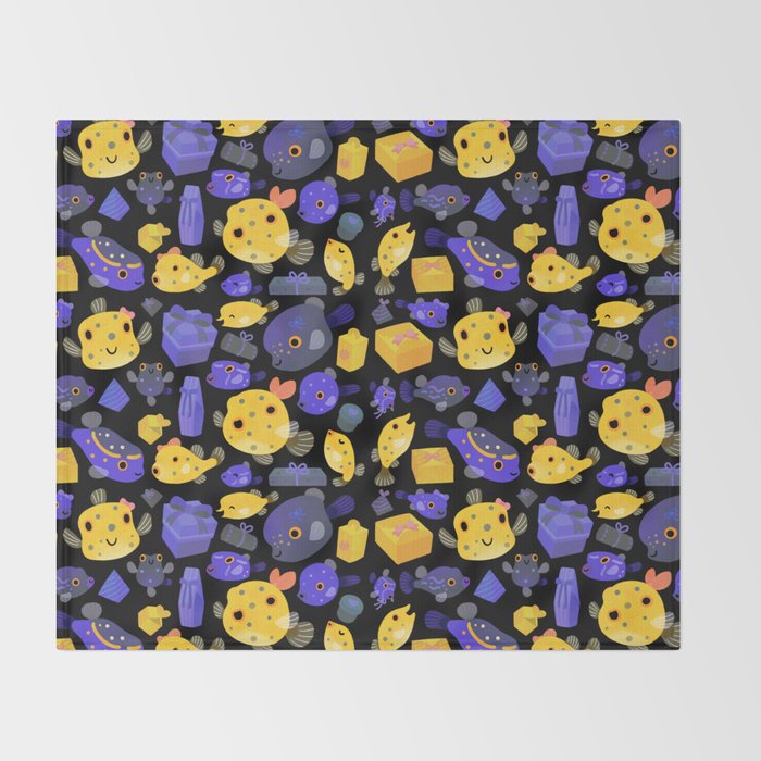 Boxfish - black Throw Blanket Gallery Image 2