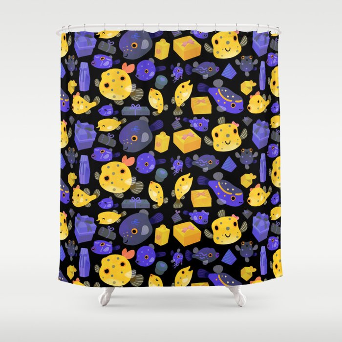 Boxfish - black Shower Curtain Gallery Image 1