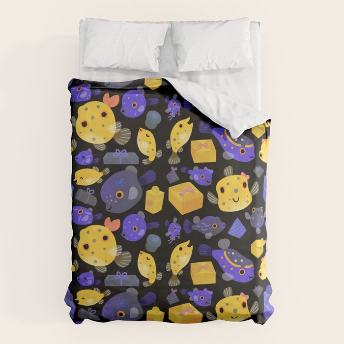 Boxfish - black Duvet Cover Gallery Image 1