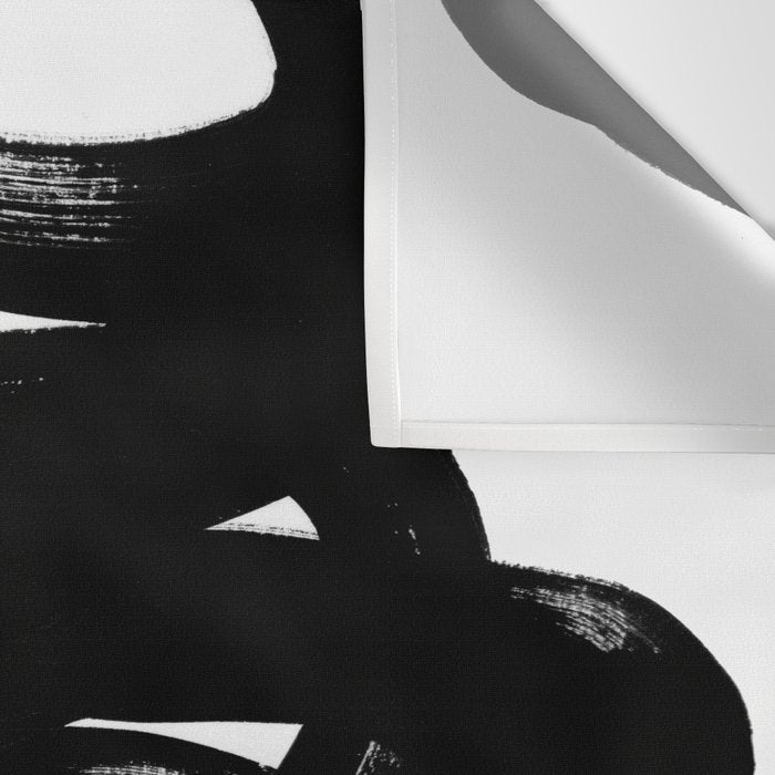Swirl Black & White Minimalist Abstract Mid century Ink Art Dark Brush Strokes Wall Tapestry Gallery Image 3