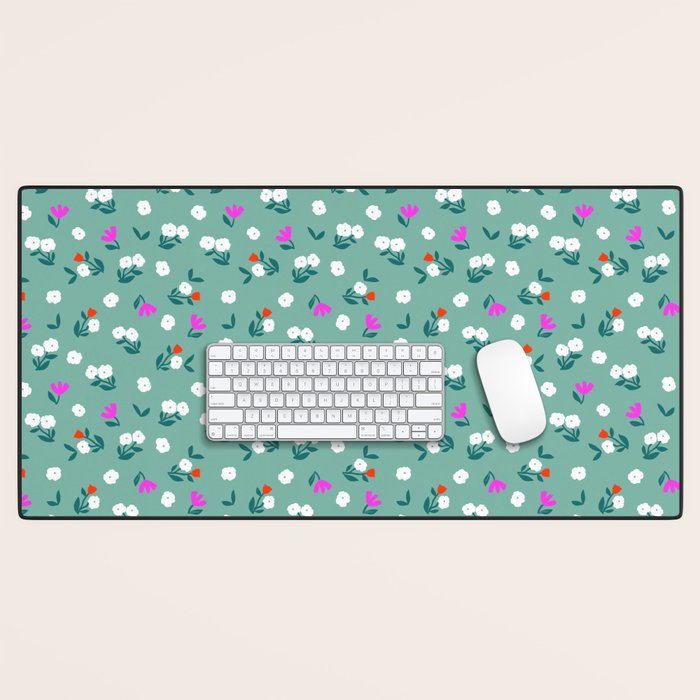Dainty Blooms Pattern - Sage Green Desk Mat Gallery Image 1