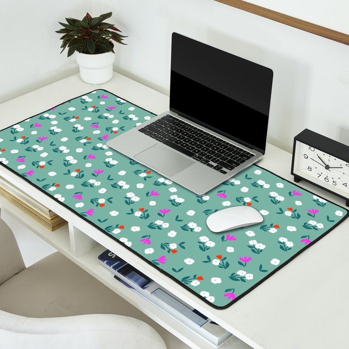 Dainty Blooms Pattern - Sage Green Desk Mat Gallery Image 2