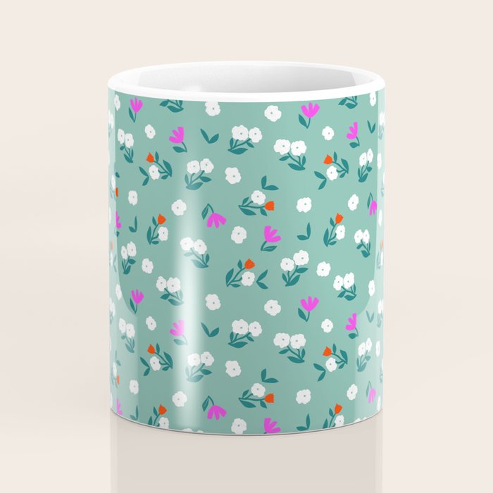 Dainty Blooms Pattern - Sage Green Coffee Mug Gallery Image 4