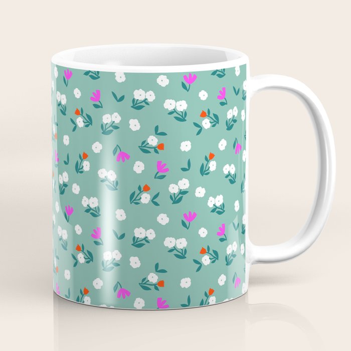 Dainty Blooms Pattern - Sage Green Coffee Mug Gallery Image 1