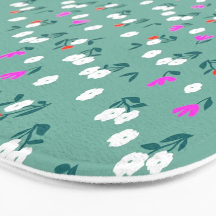 Dainty Blooms Pattern - Sage Green Bath Mat Gallery Image 3