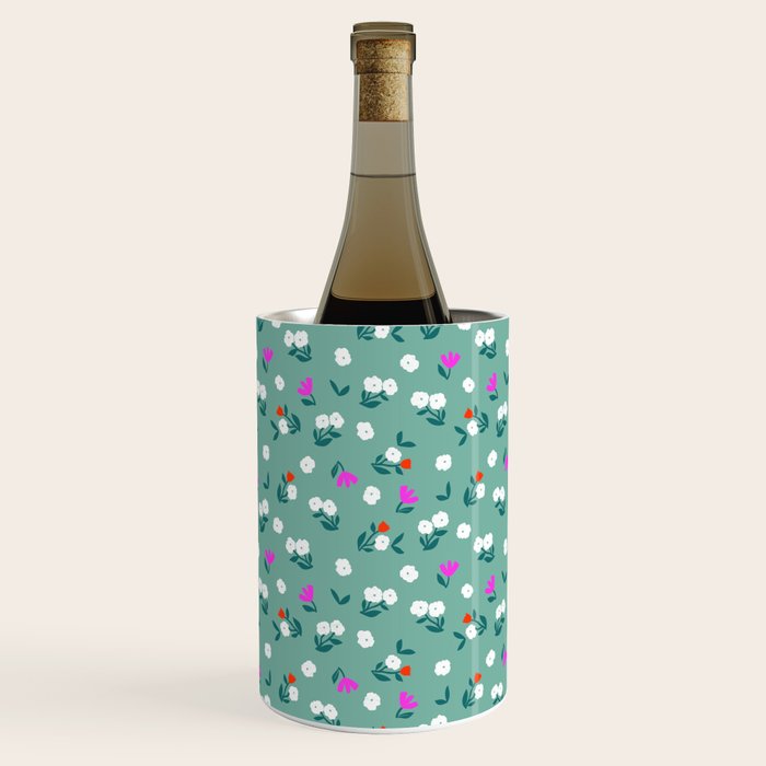 Dainty Blooms Pattern - Sage Green Wine Chiller Gallery Image 1