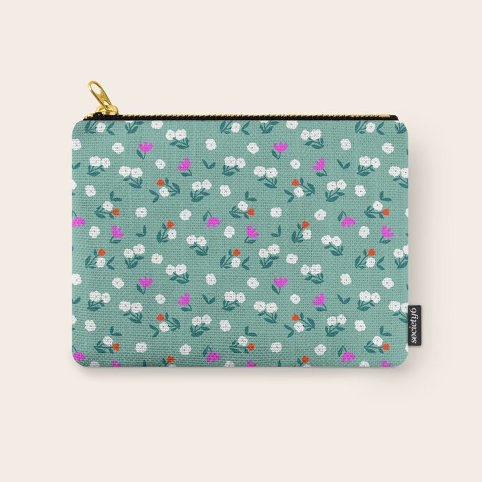 Dainty Blooms Pattern - Sage Green Carry All Pouch Gallery Image 1