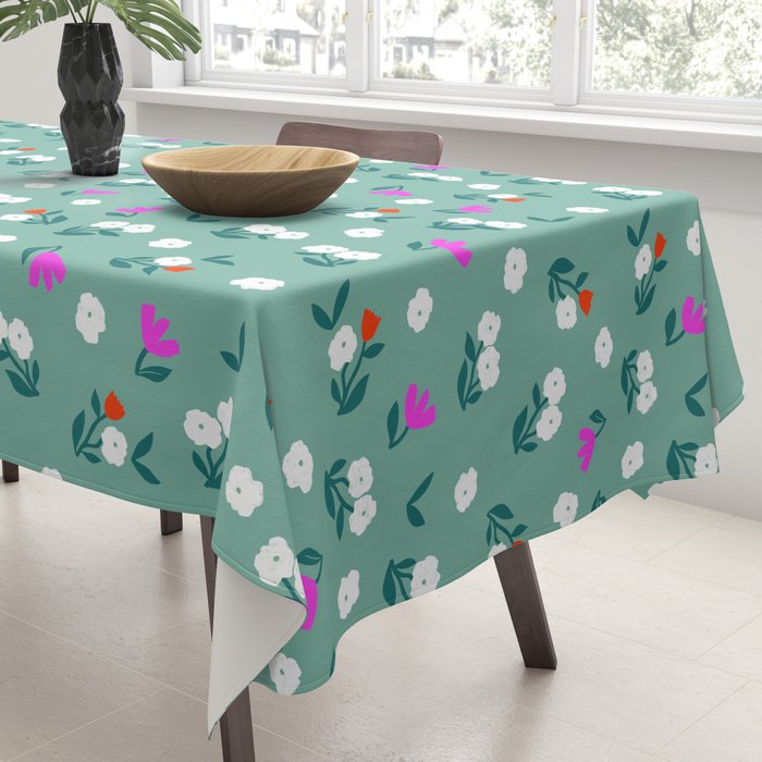 Dainty Blooms Pattern - Sage Green Tablecloth Gallery Image 3