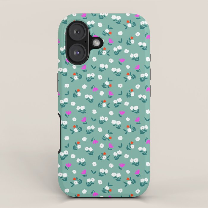 Dainty Blooms Pattern - Sage Green iPhone Case Gallery Image 1
