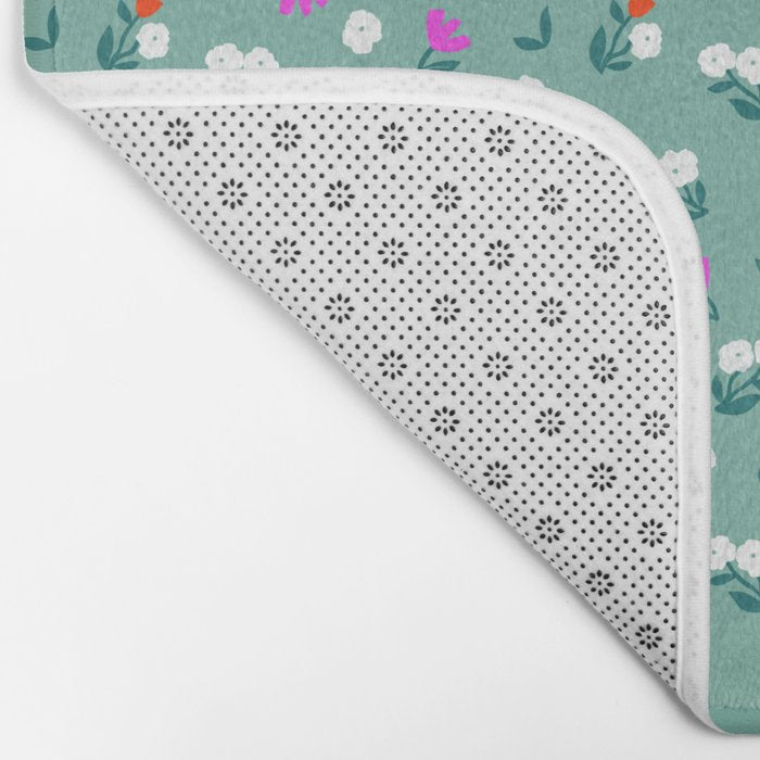 Dainty Blooms Pattern - Sage Green Bath Mat Gallery Image 2