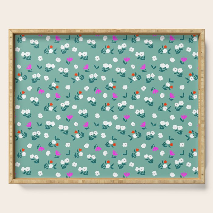 Dainty Blooms Pattern - Sage Green Serving Tray Gallery Image 1