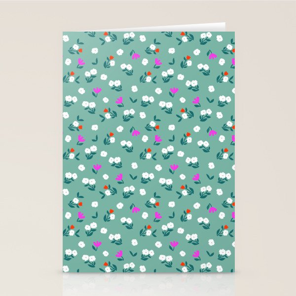 Dainty Blooms Pattern - Sage Green Stationery Card Gallery Image 2