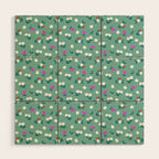 Dainty Blooms Pattern - Sage Green Wood Wall Art Gallery Image 1