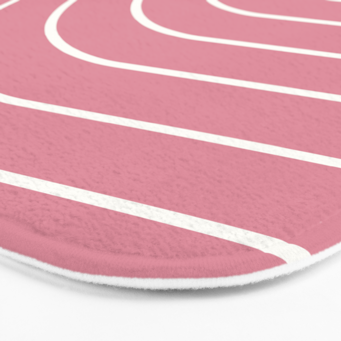 Minimal Arch XVIII 90s Pink Modern Geometric Lines Bath Mat Gallery Image 3