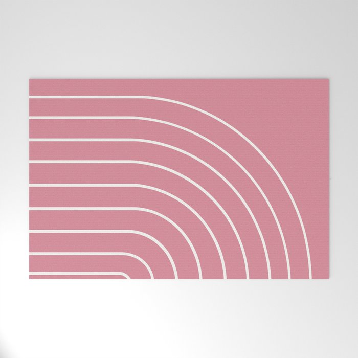 Minimal Arch XVIII 90s Pink Modern Geometric Lines Welcome Mat Gallery Image 1