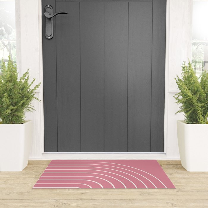 Minimal Arch XVIII 90s Pink Modern Geometric Lines Welcome Mat Gallery Image 3