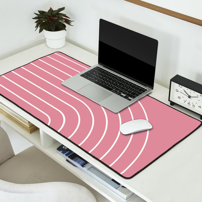 Minimal Arch XVIII 90s Pink Modern Geometric Lines Desk Mat Gallery Image 2