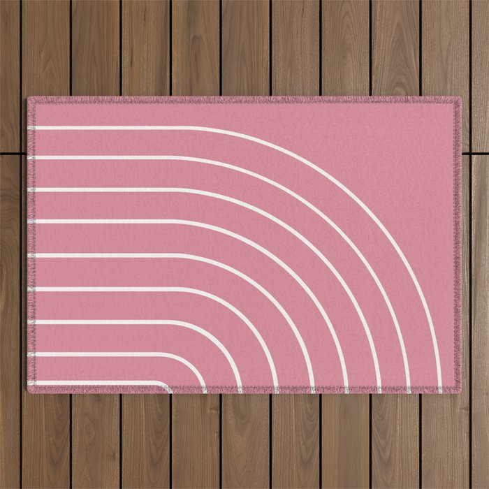 Minimal Arch XVIII 90s Pink Modern Geometric Lines Outdoor Rug Gallery Image 1