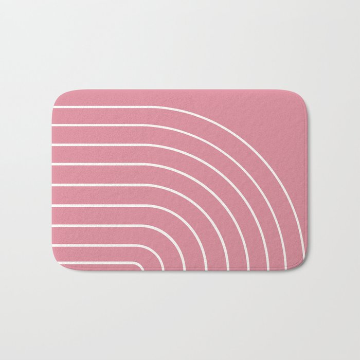 Minimal Arch XVIII 90s Pink Modern Geometric Lines Bath Mat Gallery Image 1