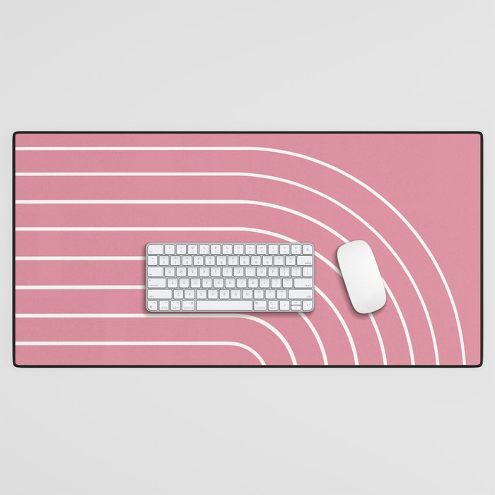 Minimal Arch XVIII 90s Pink Modern Geometric Lines Desk Mat Gallery Image 1