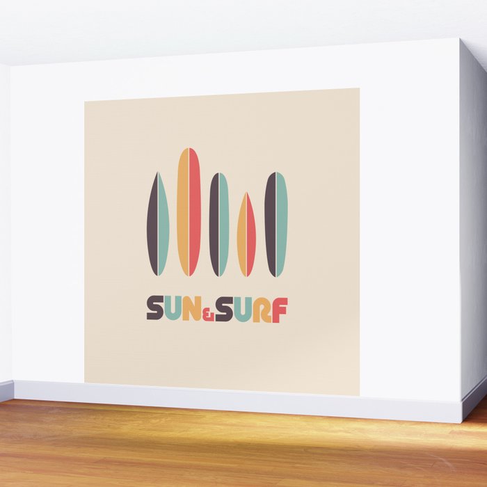 Sun & Surf Surfboards - Retro Rainbow Wall Mural Gallery Image 2