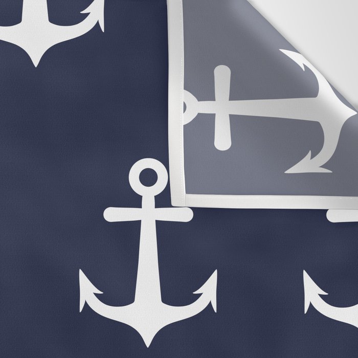 Nautical Navy Blue and White Anchors Wall Tapestry Gallery Image 3