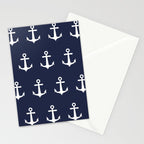 Nautical Navy Blue and White Anchors Stationery Card Gallery Image 2