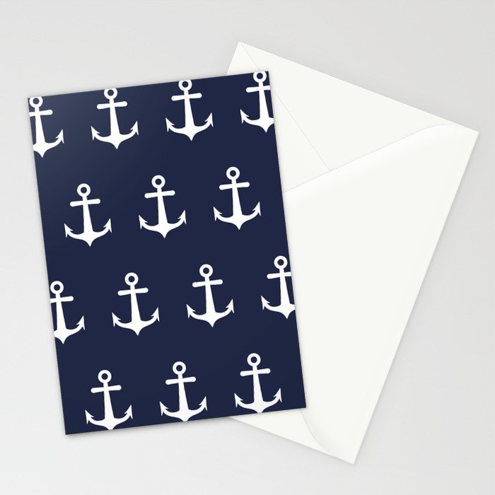 Nautical Navy Blue and White Anchors Stationery Card Gallery Image 2