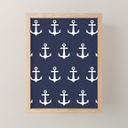 Nautical Navy Blue and White Anchors Mini Art Print Gallery Image 1