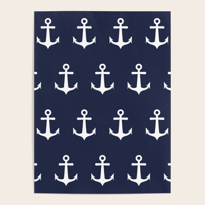 Nautical Navy Blue and White Anchors Poster Gallery Image 4