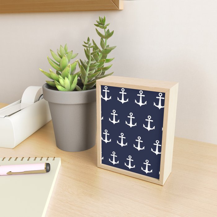 Nautical Navy Blue and White Anchors Mini Art Print Gallery Image 2