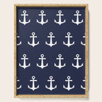 Nautical Navy Blue and White Anchors Serving Tray Gallery Image 1