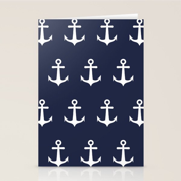 Nautical Navy Blue and White Anchors Stationery Card Gallery Image 2
