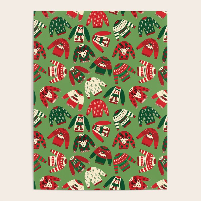 Ugly Christmas Sweaters Pattern Poster Gallery Image 1