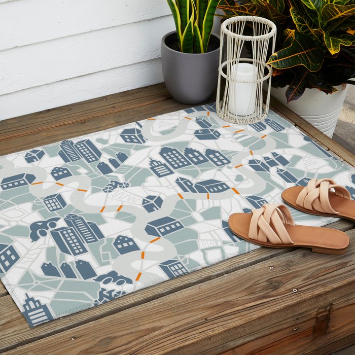 ma ville mon amour; City life collection soft grey  Outdoor Rug Gallery Image 2