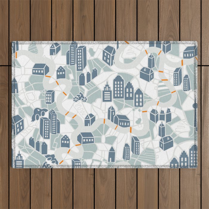 ma ville mon amour; City life collection soft grey  Outdoor Rug Gallery Image 1