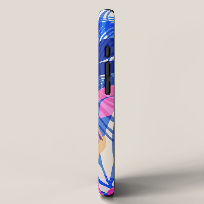 Breezy Tropics Blue Floral Design iPhone Case Gallery Image 2