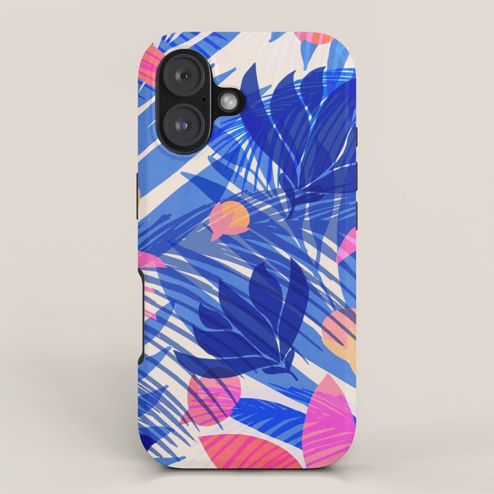 Breezy Tropics Blue Floral Design iPhone Case Gallery Image 1