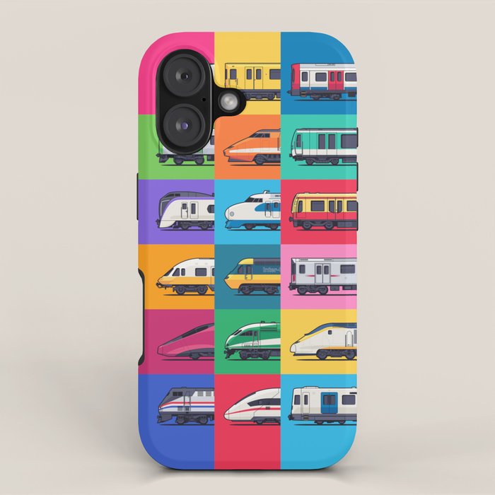 World Trains Grid Pattern iPhone Case Gallery Image 1