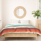 Navajo White, Turquoise and Burnt Orange Southwest Serape Blanket Stripes Duvet Cover Gallery Image 3