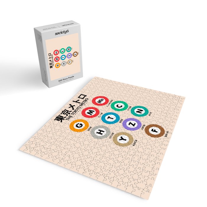 Tokyo subway map print. City metro alphabet poster, japan underground print, japanese city wall art. Jigsaw Puzzle Gallery Image 2
