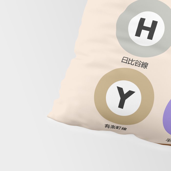 Tokyo subway map print. City metro alphabet poster, japan underground print, japanese city wall art. Pillow Sham Gallery Image 4