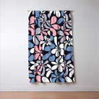 Abstract Flower, Navy, Blue, Pink, Gray, White Window Curtain Gallery Image 3