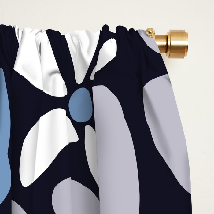 Abstract Flower, Navy, Blue, Pink, Gray, White Window Curtain Gallery Image 2