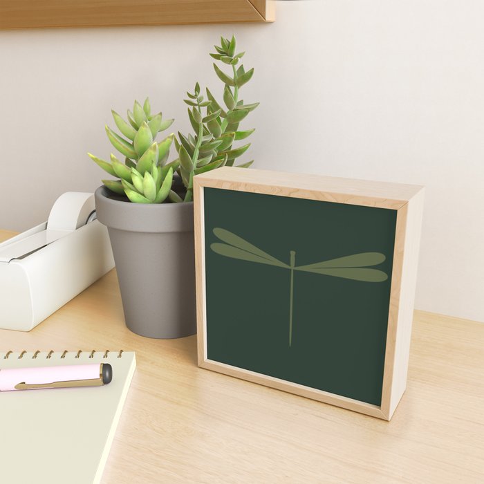 Dragonfly Pattern X Earthy Green Mini Art Print Gallery Image 2