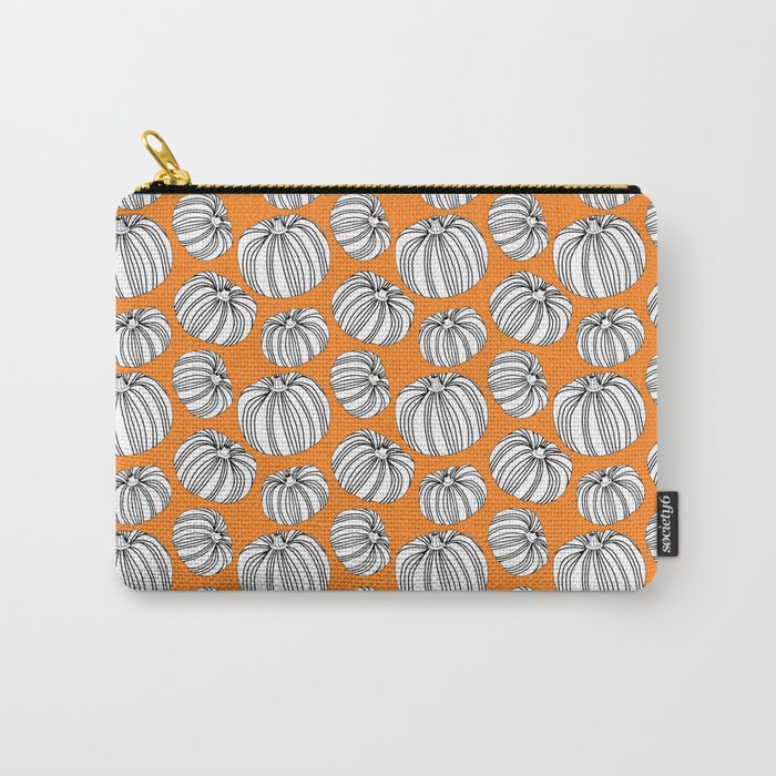 Autumn pumpkin vegetable art pattern Carry All Pouch Gallery Image 1