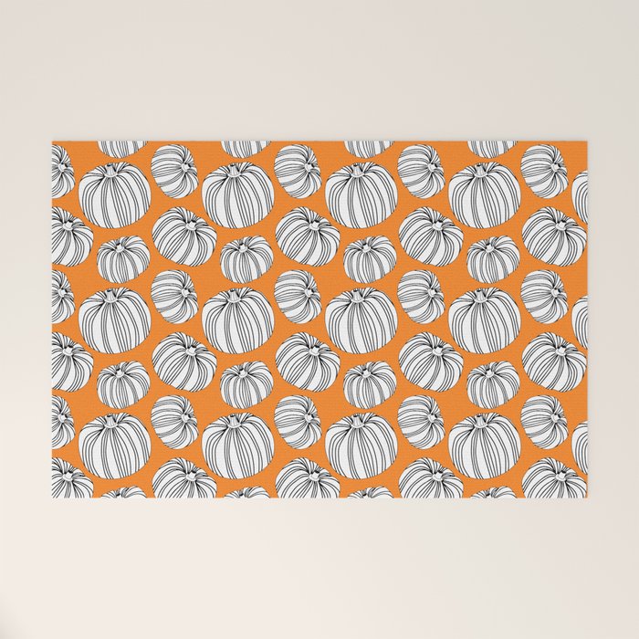 Autumn pumpkin vegetable art pattern Welcome Mat Gallery Image 1