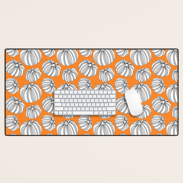Autumn pumpkin vegetable art pattern Desk Mat Gallery Image 1